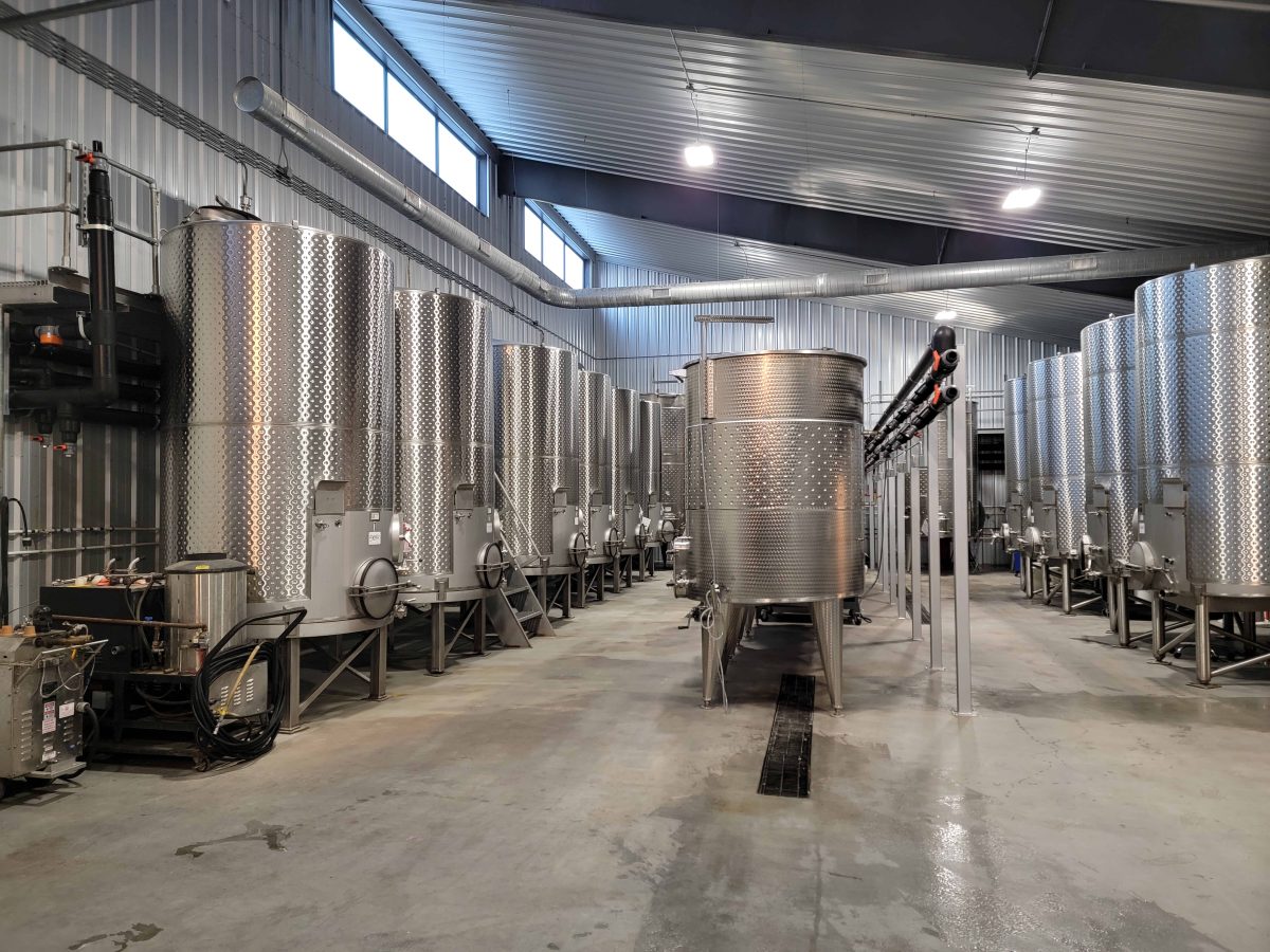 Winery cellar cooling system installation used for glycol design planning
