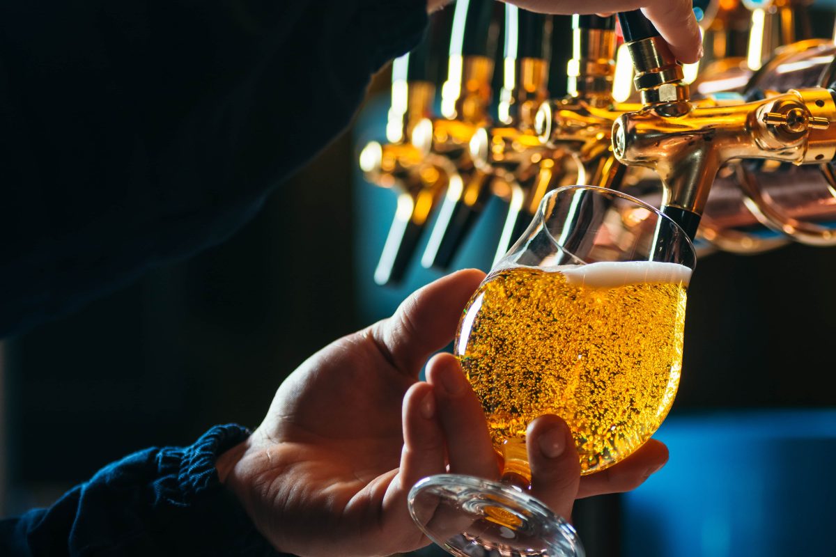 Draft beer pour used for sensory review during brewery recipe development